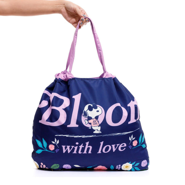 BOLSA ECOLOGICA PARA MUJER SNOOPY FLORES EN TELA ANFLUÍDO PLEGABLE