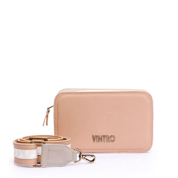 CROSSBODY PARA MUJER VIENA BEIGE EN CUERO VEGANO CON CARGADERA EXTRAIBLE